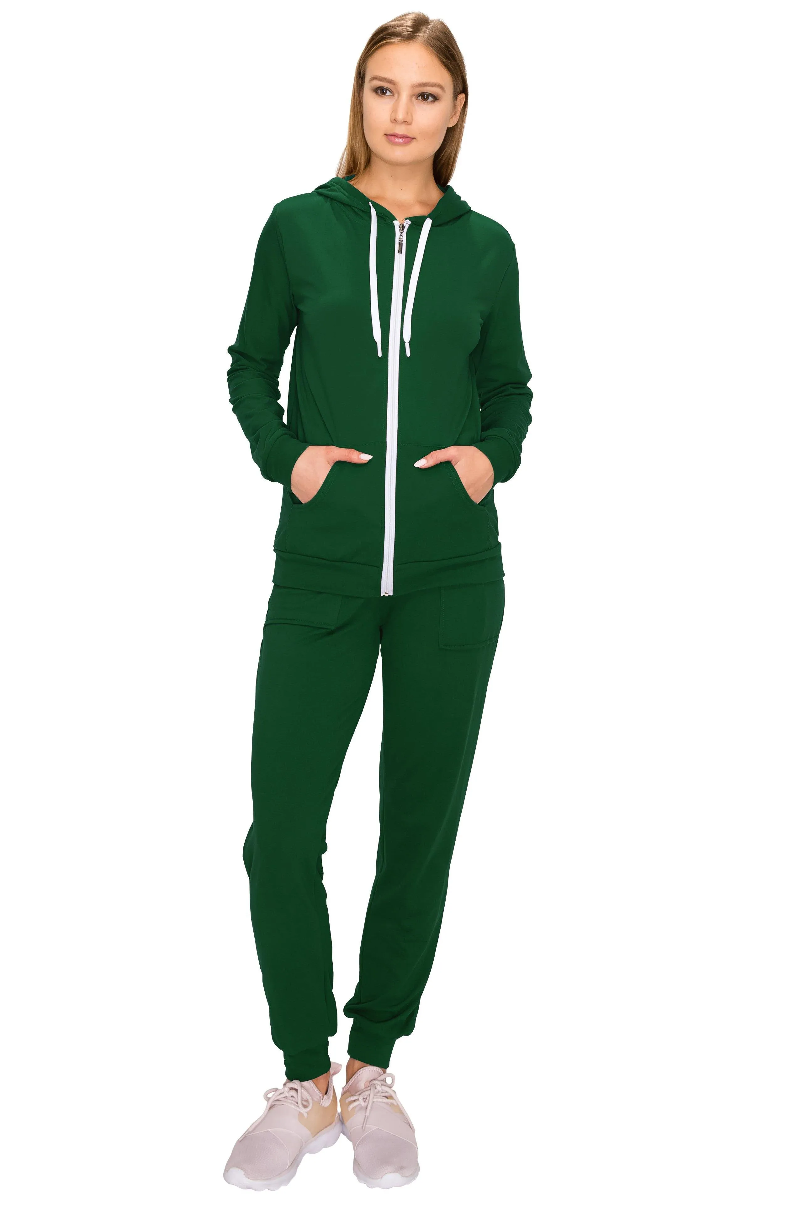 2 Piece Fleece Hoodie and Pants Set - Soft Zip-Up Sweatshirt and Sweatpants Tracksuit