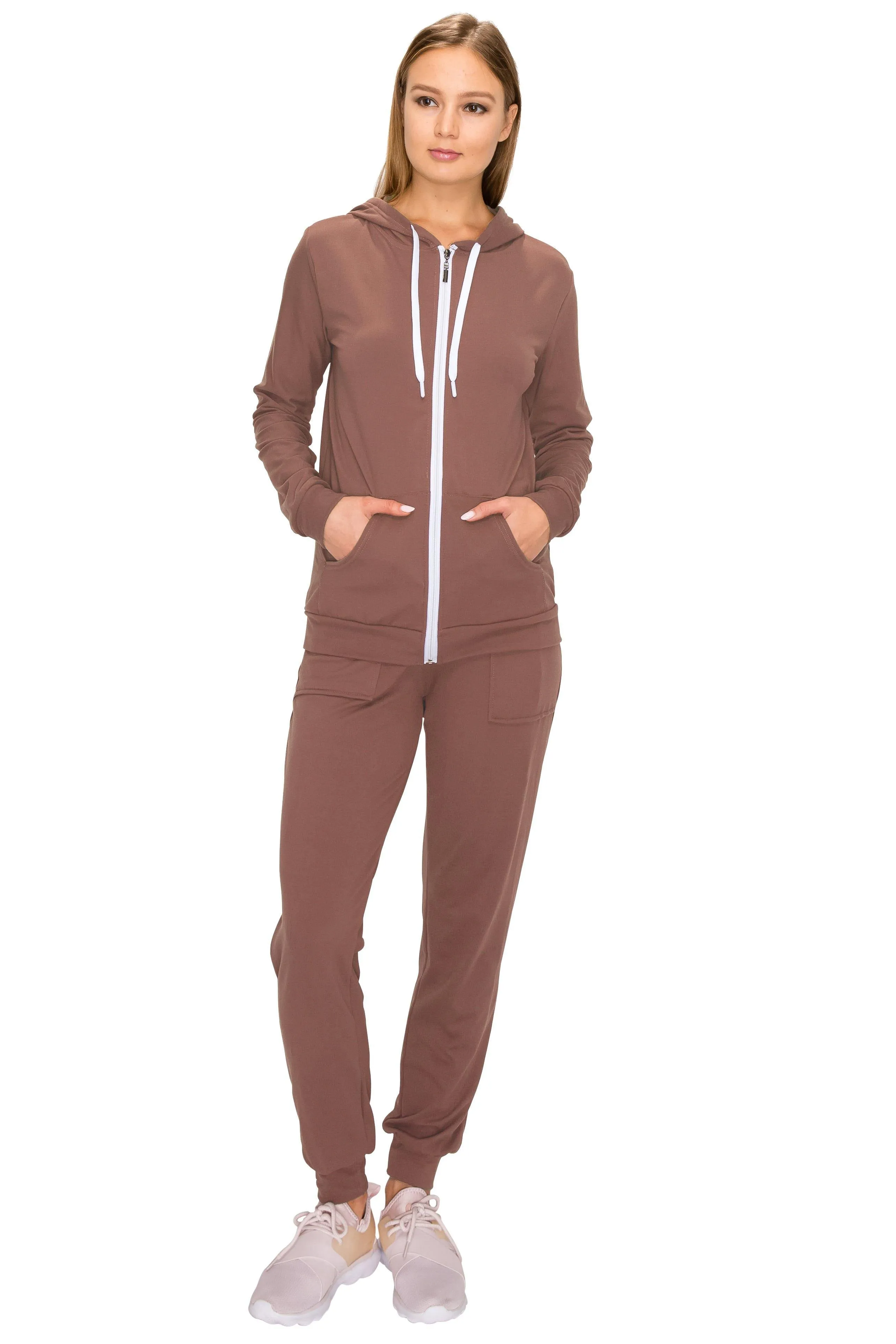 2 Piece Fleece Hoodie and Pants Set - Soft Zip-Up Sweatshirt and Sweatpants Tracksuit