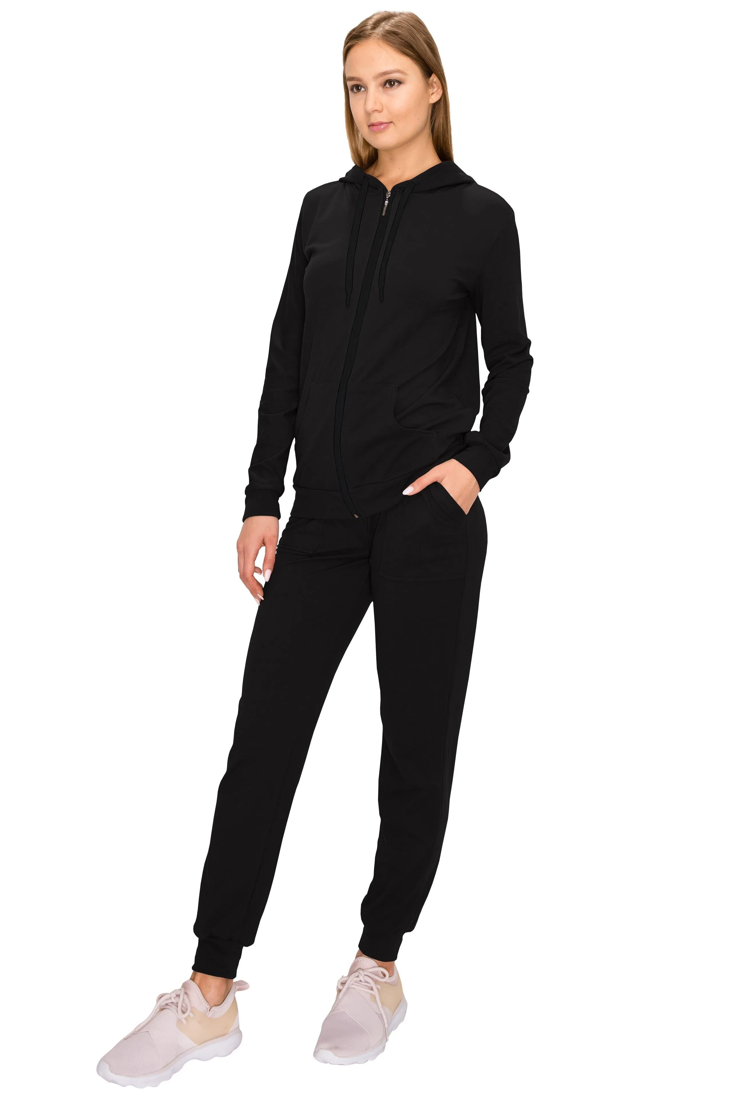 2 Piece Fleece Hoodie and Pants Set - Soft Zip-Up Sweatshirt and Sweatpants Tracksuit