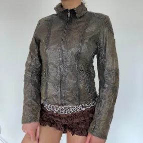 90s real leather moto style jacket - Size S
