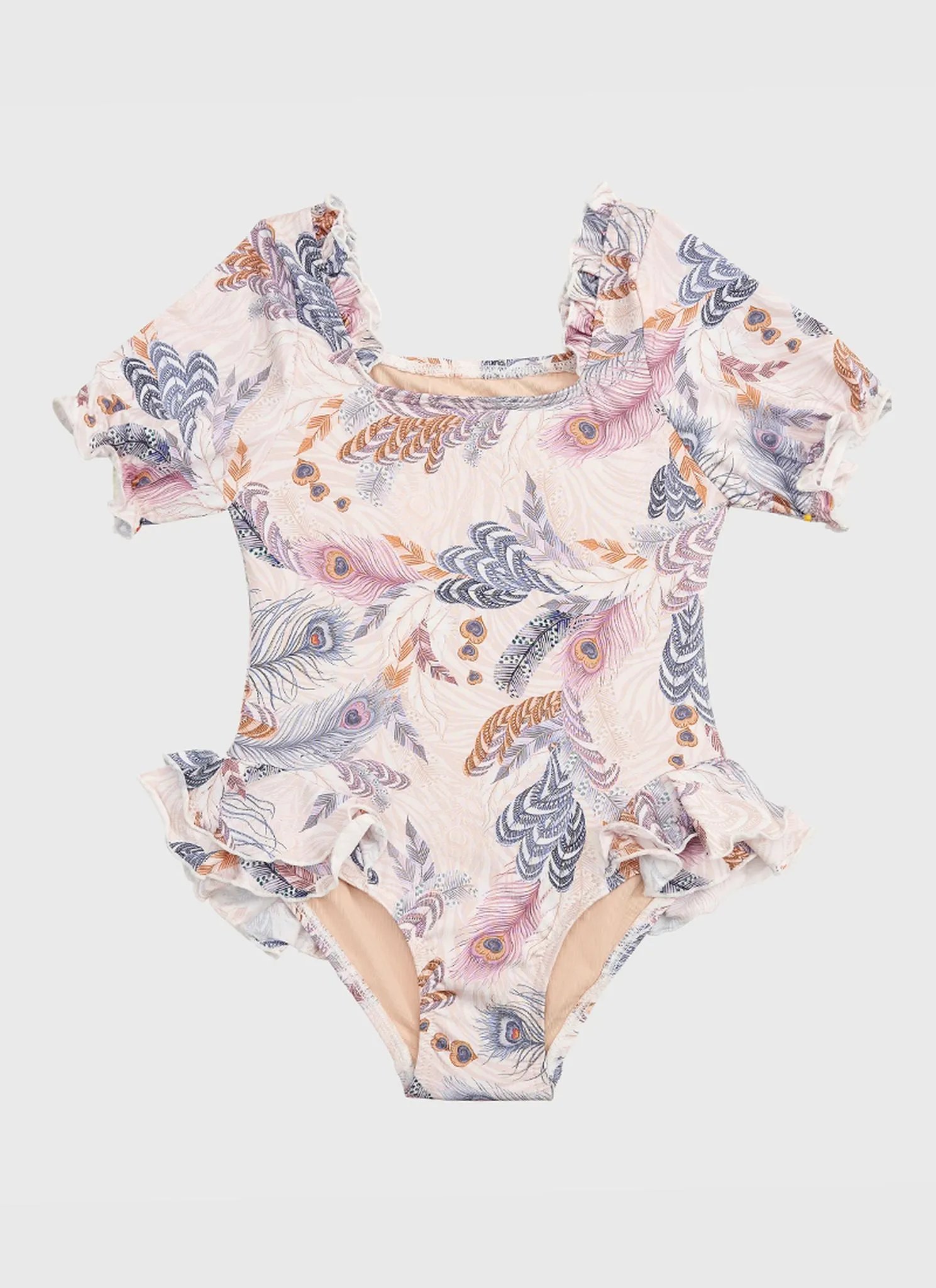 Aqua Blu Junior Girls Short Sleeve One Piece - Plumeria