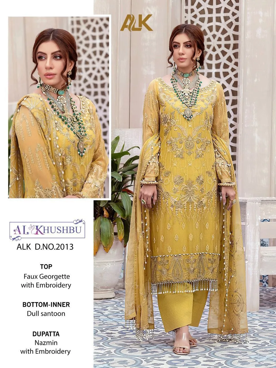 Beautiful Designer AL Khushbu ALK DNO 2013 Pakistani Suite