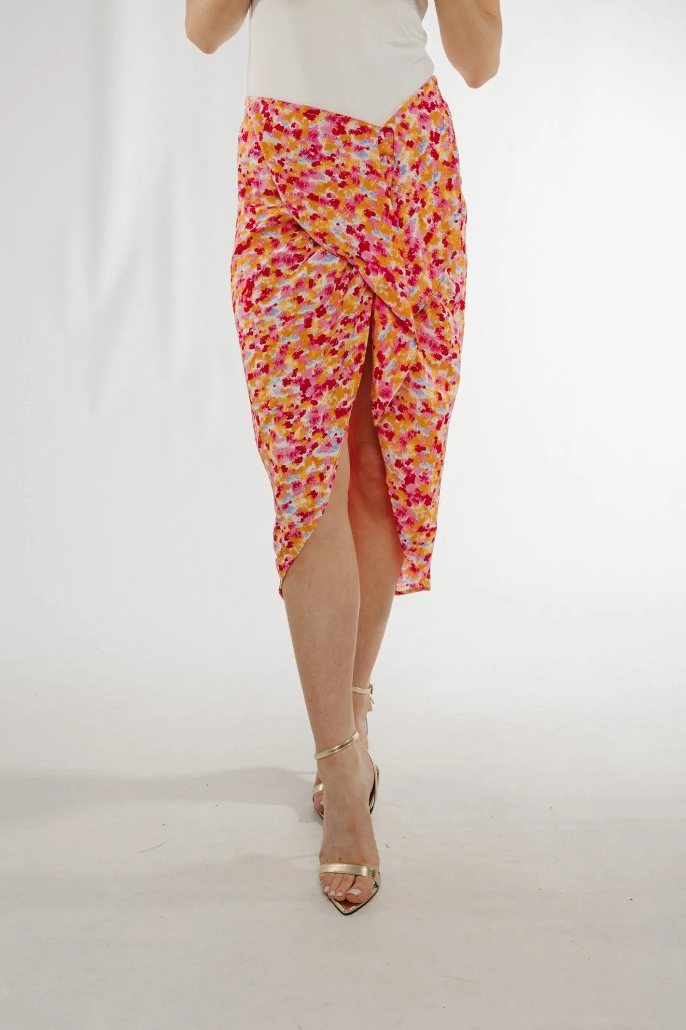 Becca Slip Skirt In Red Multi