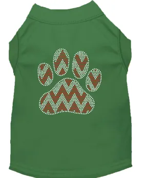 Candy Cane Chevron Paw Rhinestone Dog Shirt Green Xxl (18)