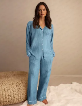 Casual Pit-Striped Pajama Set