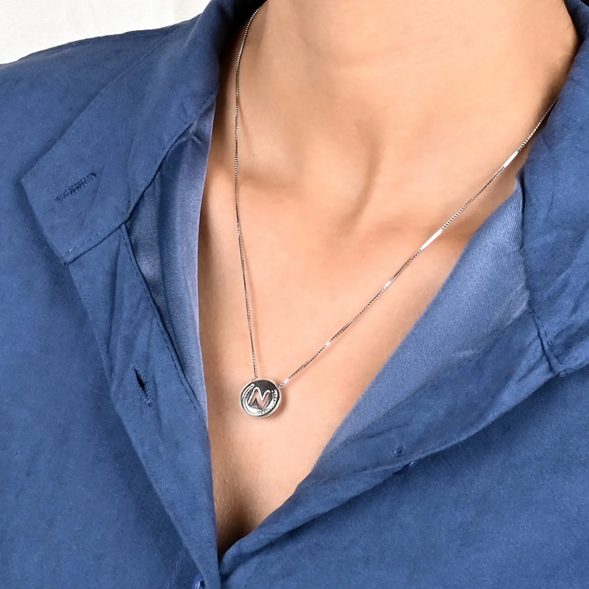 Circular Initial 'N' Necklace