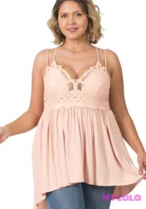 Curvy Crochet Lace Cami (Lt Peach)