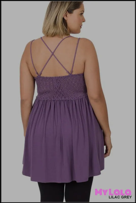 Curvy Crochet Lace Cami (Lt Peach)