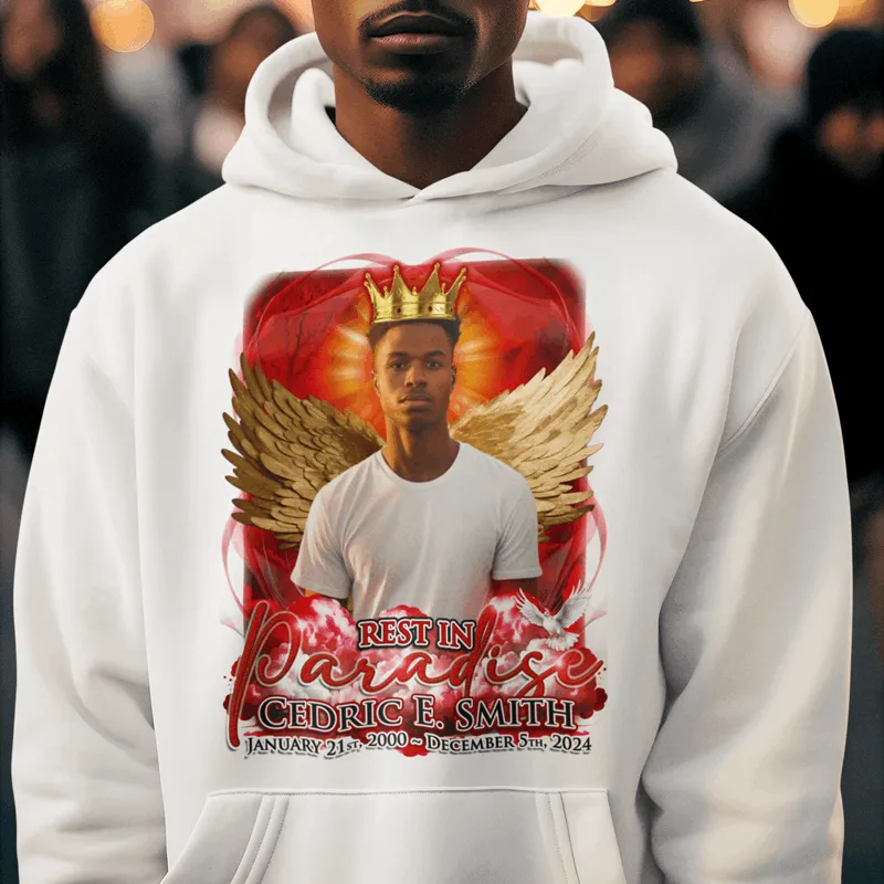 Custom Rest in Paradise Angel in Red Memorial T-Shirts and hoodies, funeral t shirts, memorial day t shirt, RIP Shirts, Memorial Gift