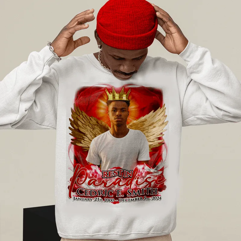 Custom Rest in Paradise Angel in Red Memorial T-Shirts and hoodies, funeral t shirts, memorial day t shirt, RIP Shirts, Memorial Gift