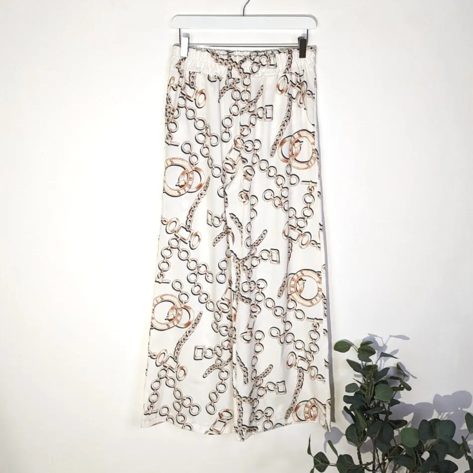 Equestrian style chain print straight leg trousers (M)