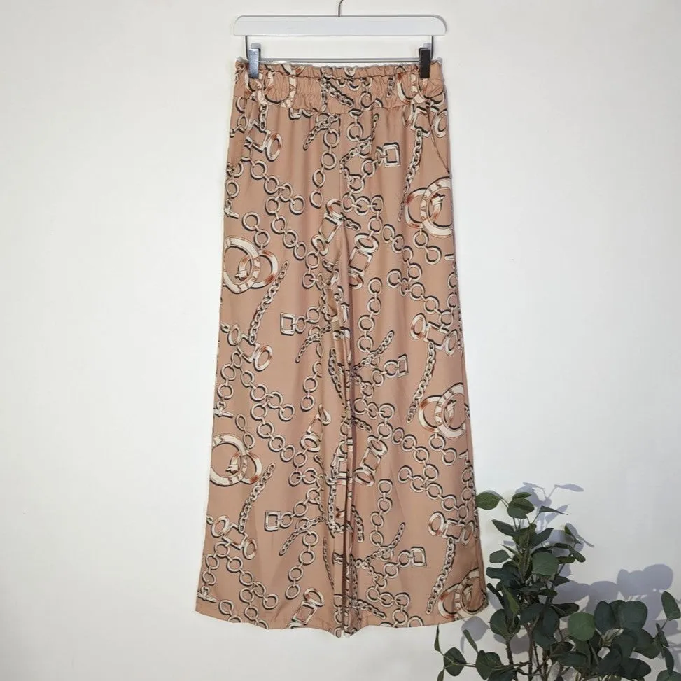Equestrian style chain print straight leg trousers (M)