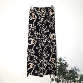 Equestrian style chain print straight leg trousers (M)
