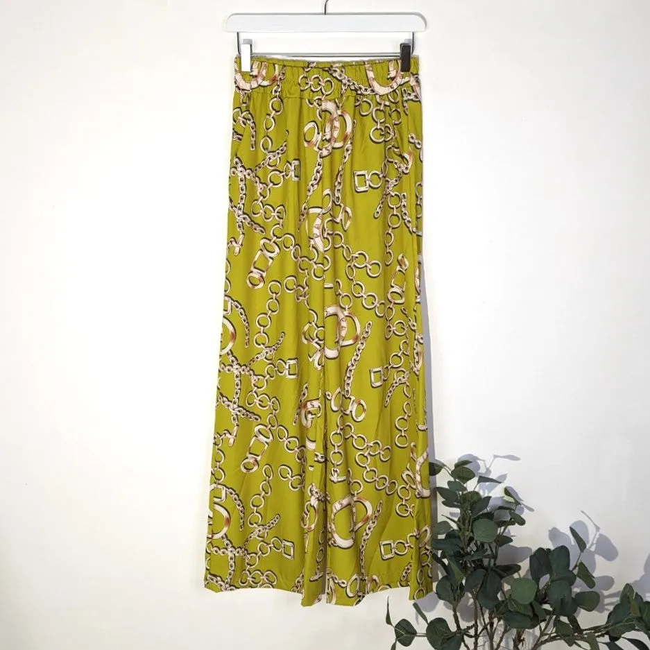 Equestrian style chain print straight leg trousers (M)