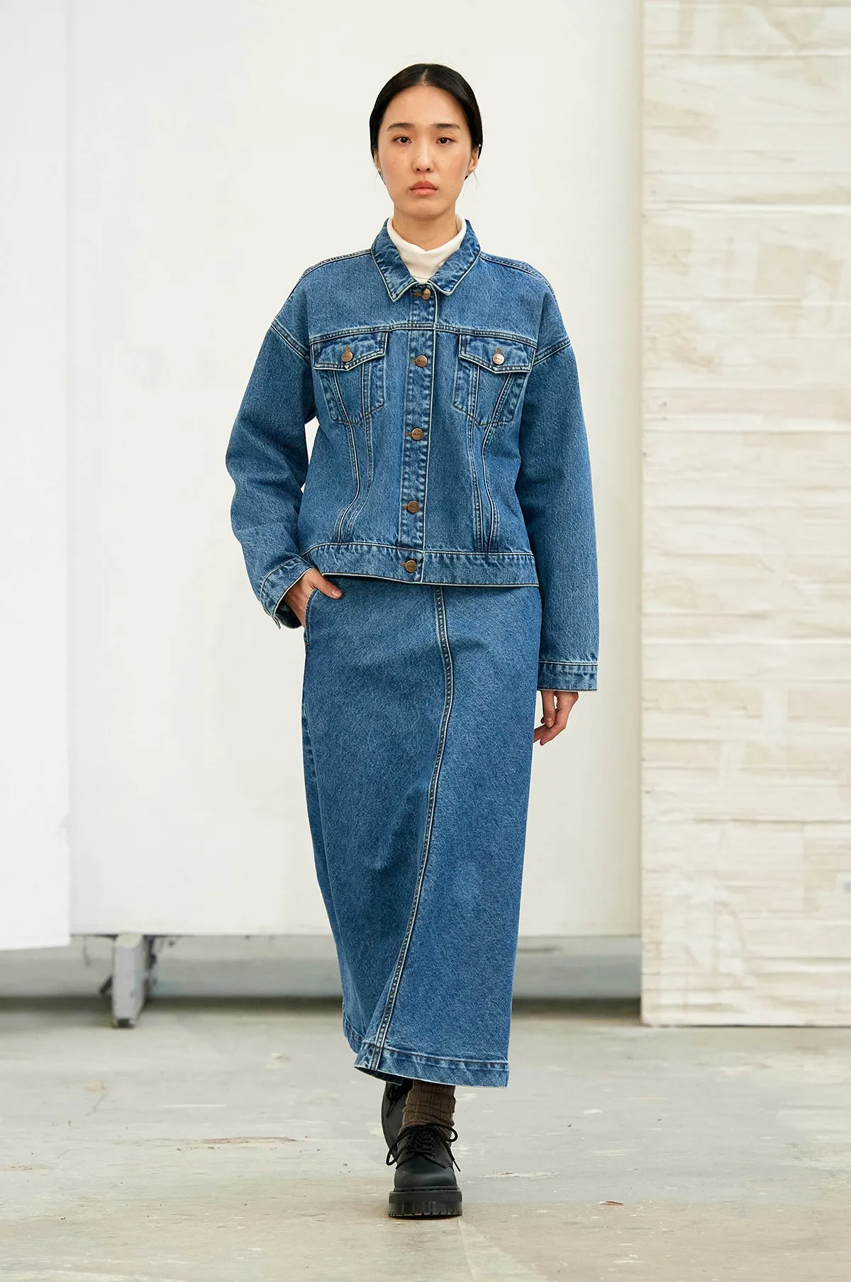 Imana Skirt Washed Mid Blue
