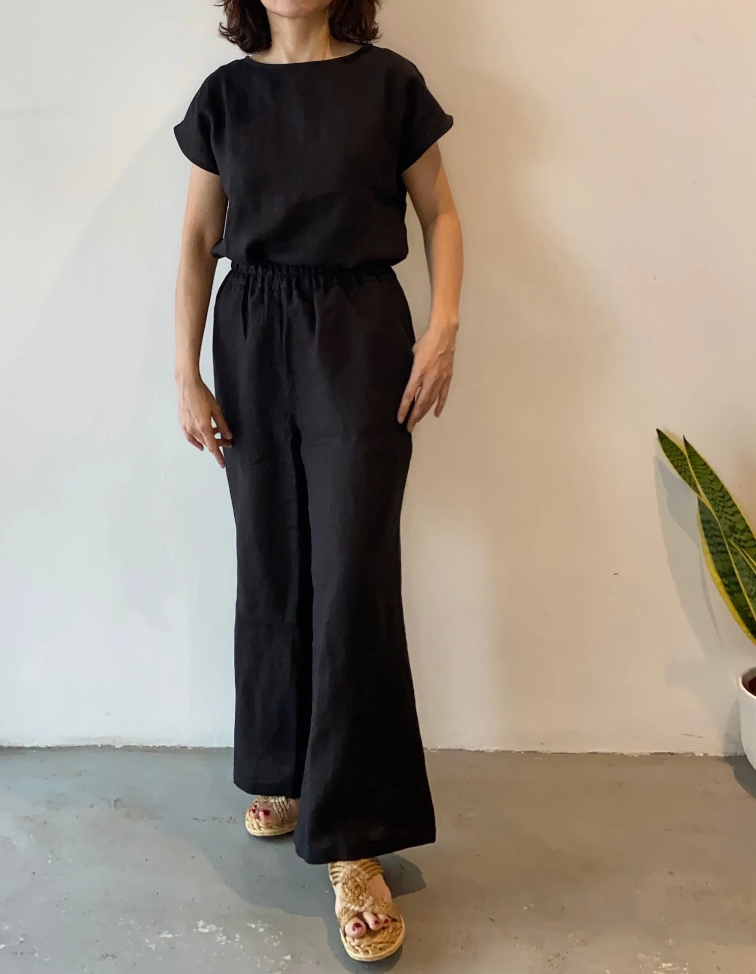Linen Wide Leg Pants (Black)