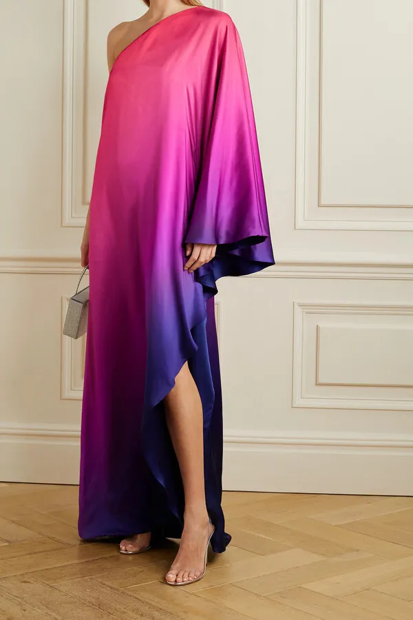 Lux Satin Printed Multi Mix Color Caftan For Women's Long Kaftan