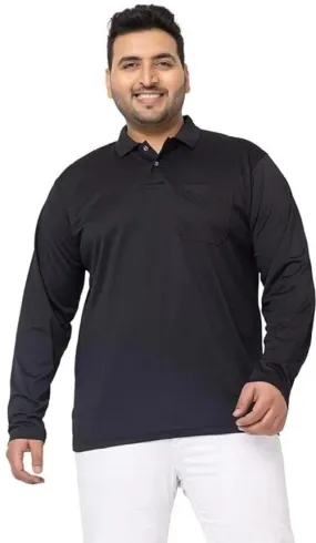 Men Solid Polo Neck Cotton Blend Black T-Shirt 156645