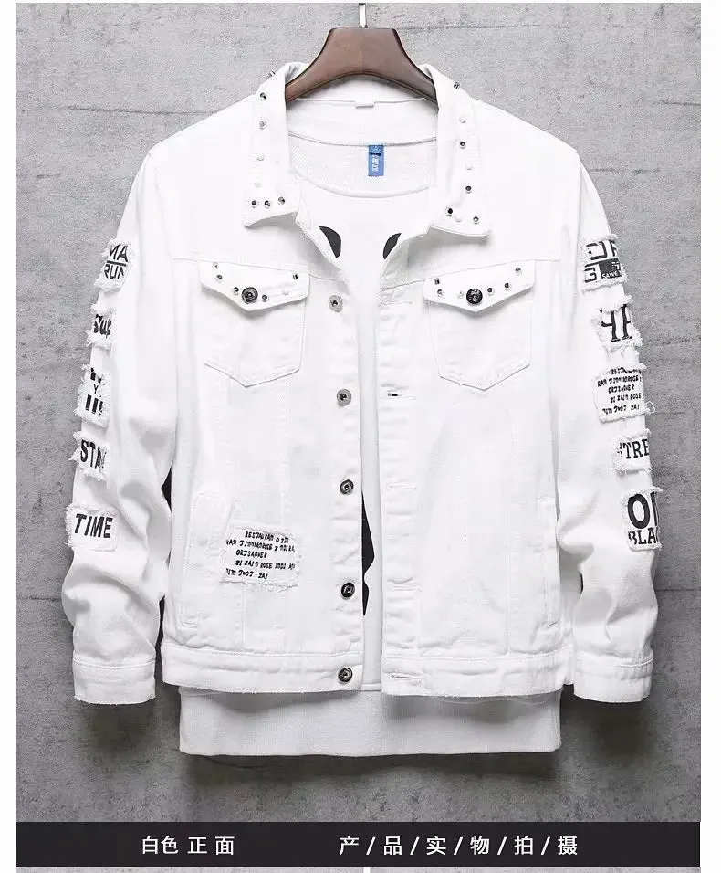 Men's y2k Jeans Clothing Patches Windbreaker Denim Jacket S4732516 XL
