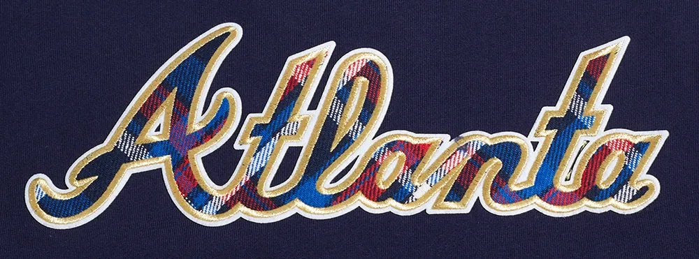 MLB ATLANTA BRAVES PRO PREP MEN'S RIB FLC CREWNECK (MIDNIGHT NAVY/RED/MIDNIGHT NAVY)