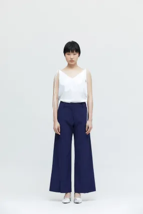 Navy high waist slit trousers