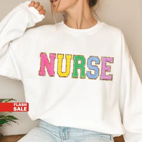 NURSE Letter Patch Sweatshirt
