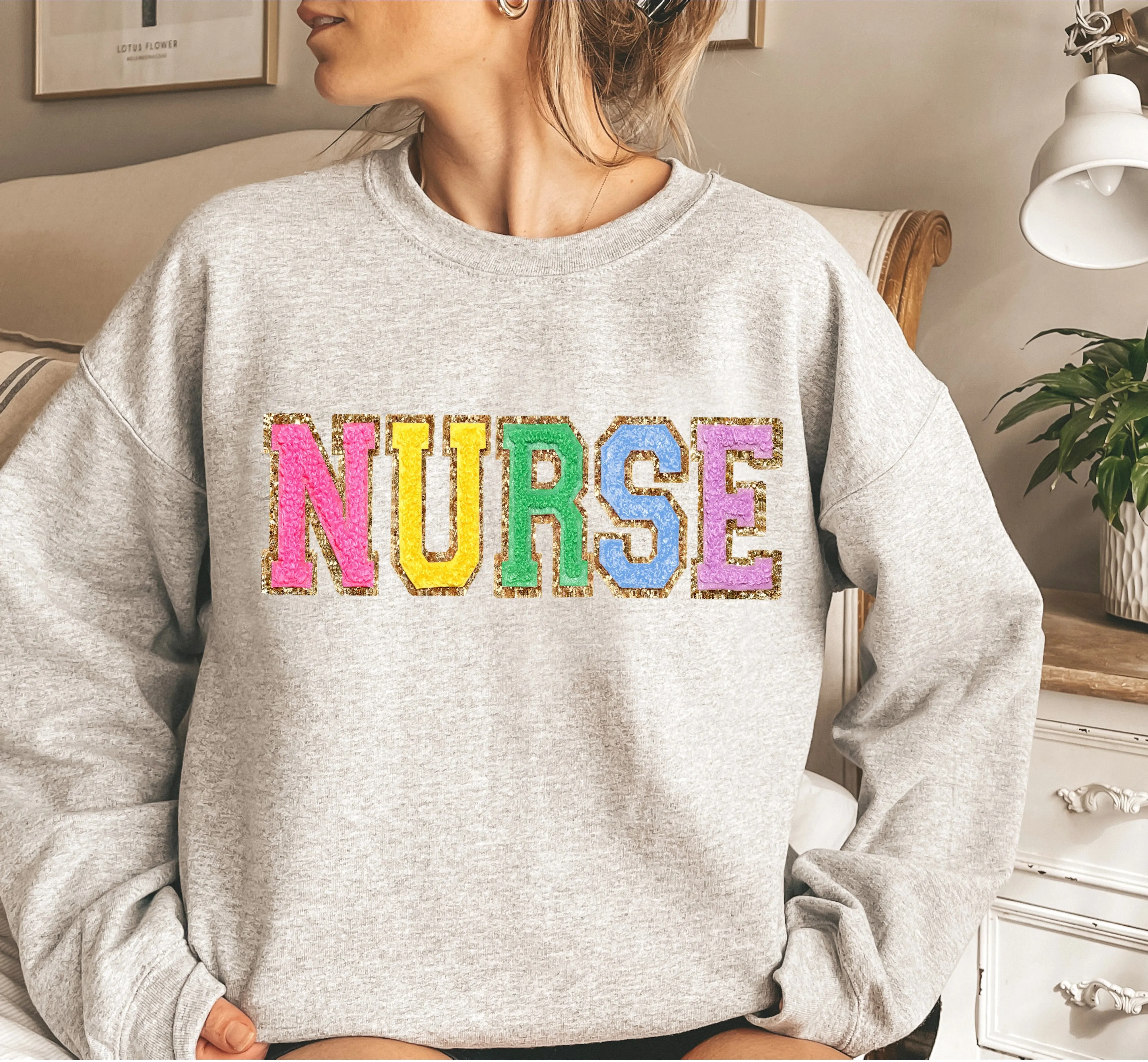 NURSE Letter Patch Sweatshirt