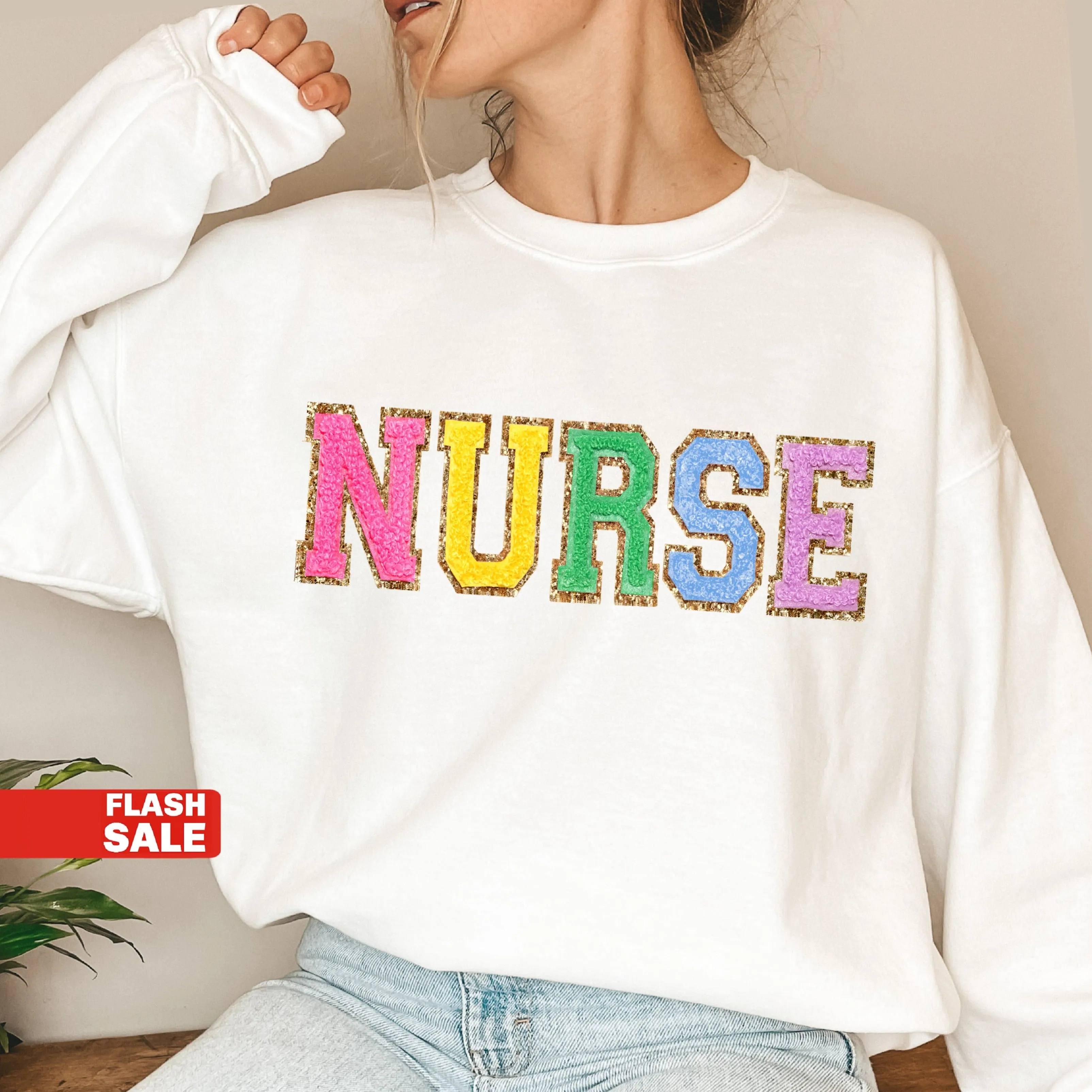 NURSE Letter Patch Sweatshirt