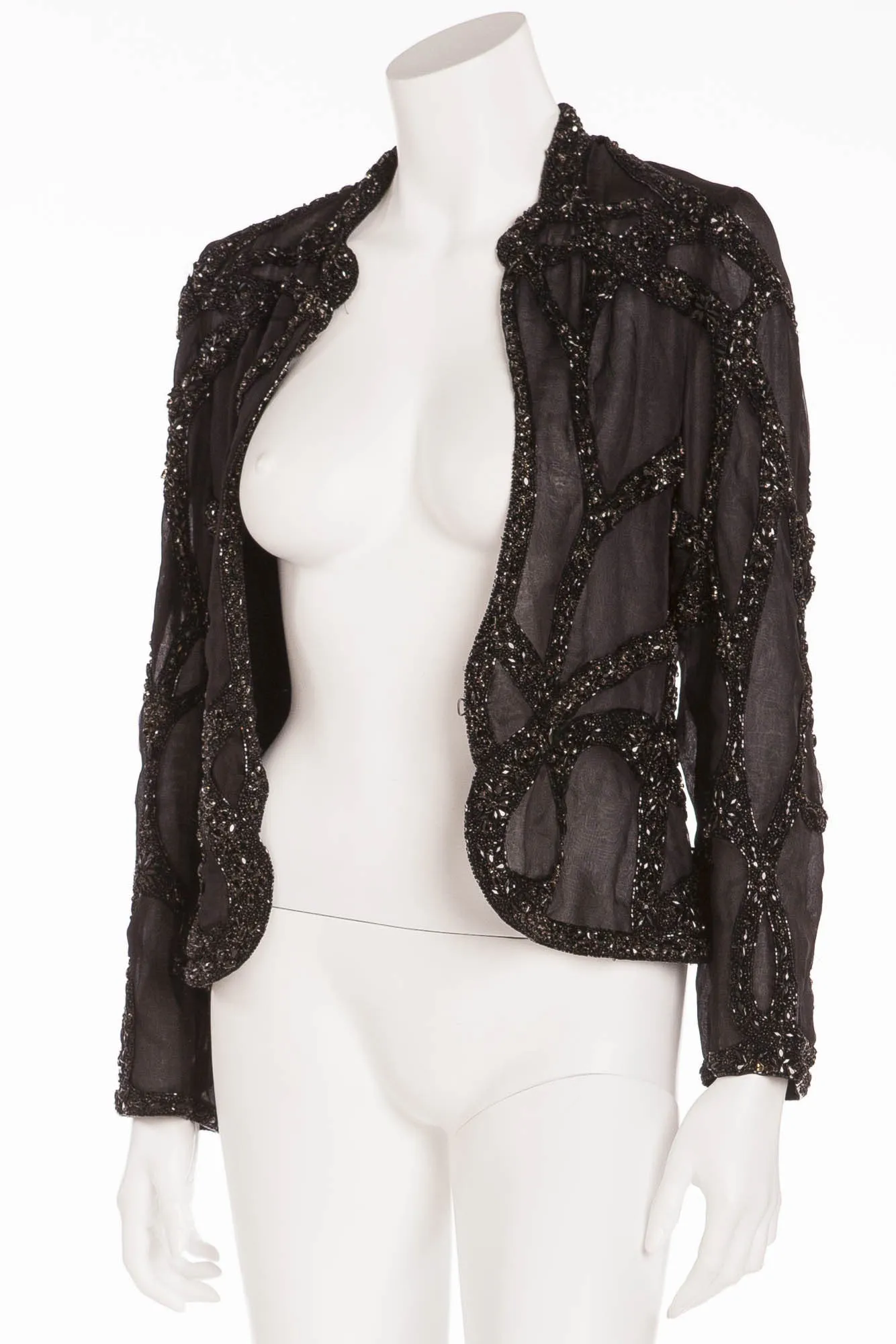 Original Alexander McQueen - Black Long Sleeve Beaded Jacket - IT 44
