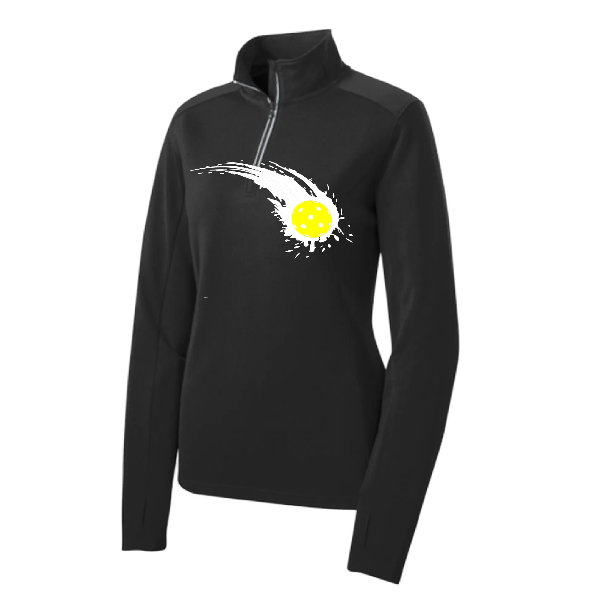 Pickleball Impact | Women's 1/4 Zip Pullover Athletic Shirt | 100% Polyester