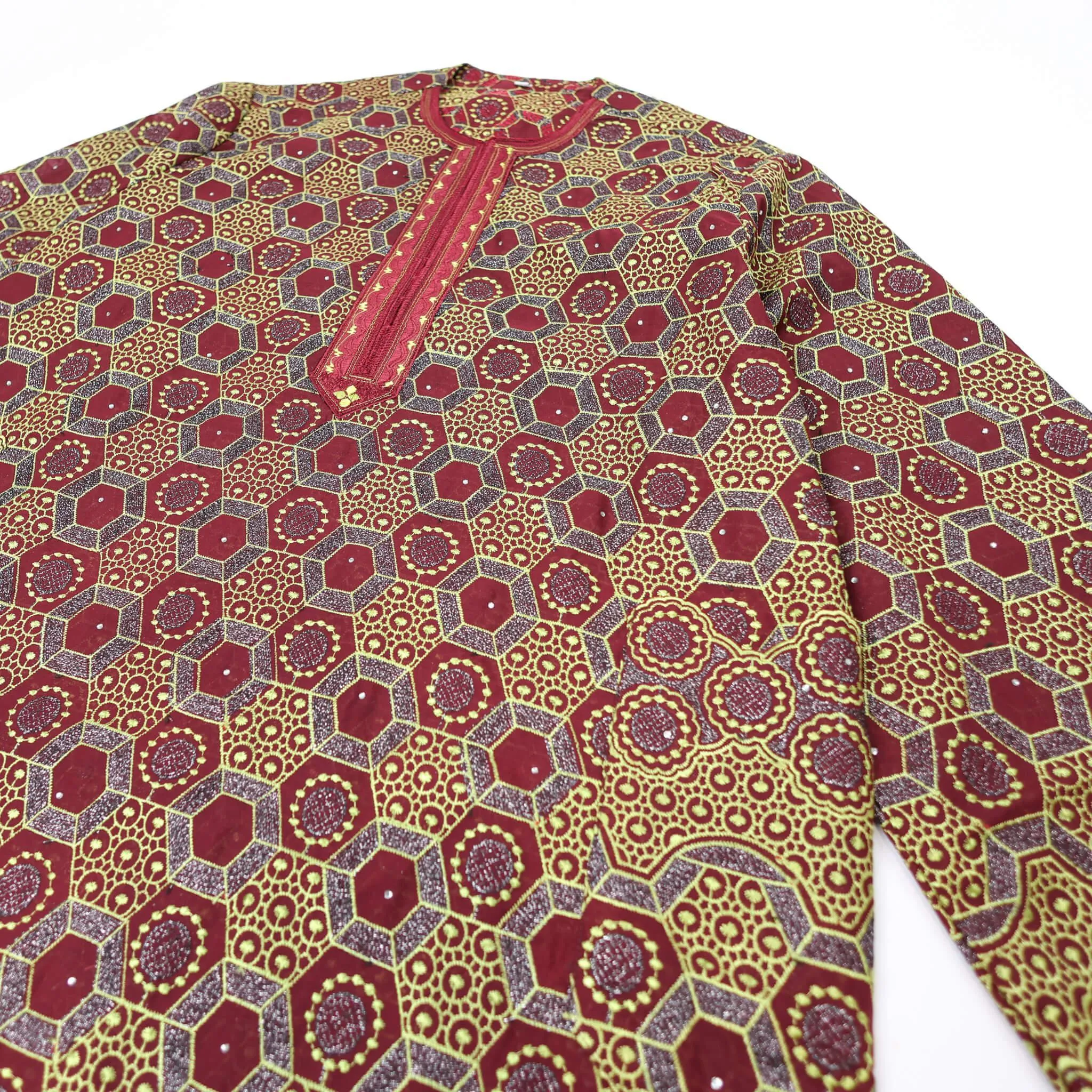 Red Lace Agbada Set