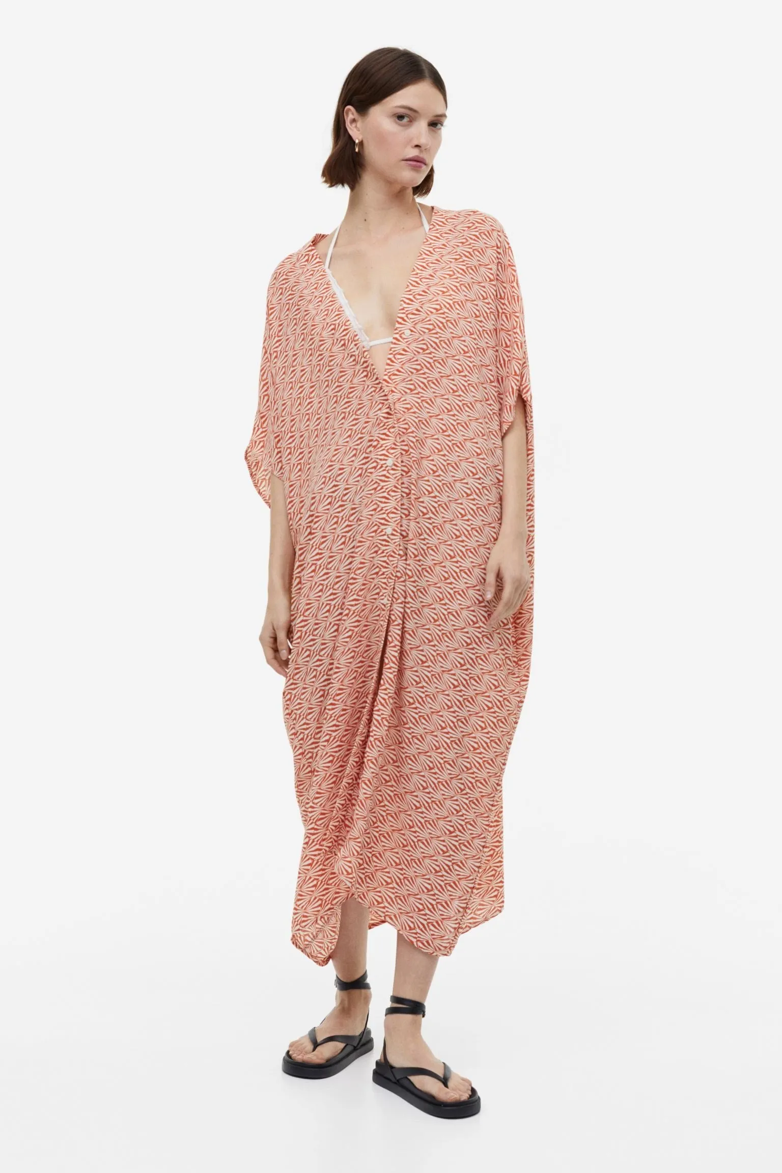 Soft Cotton Blend Printed Long Kaftan For Women's