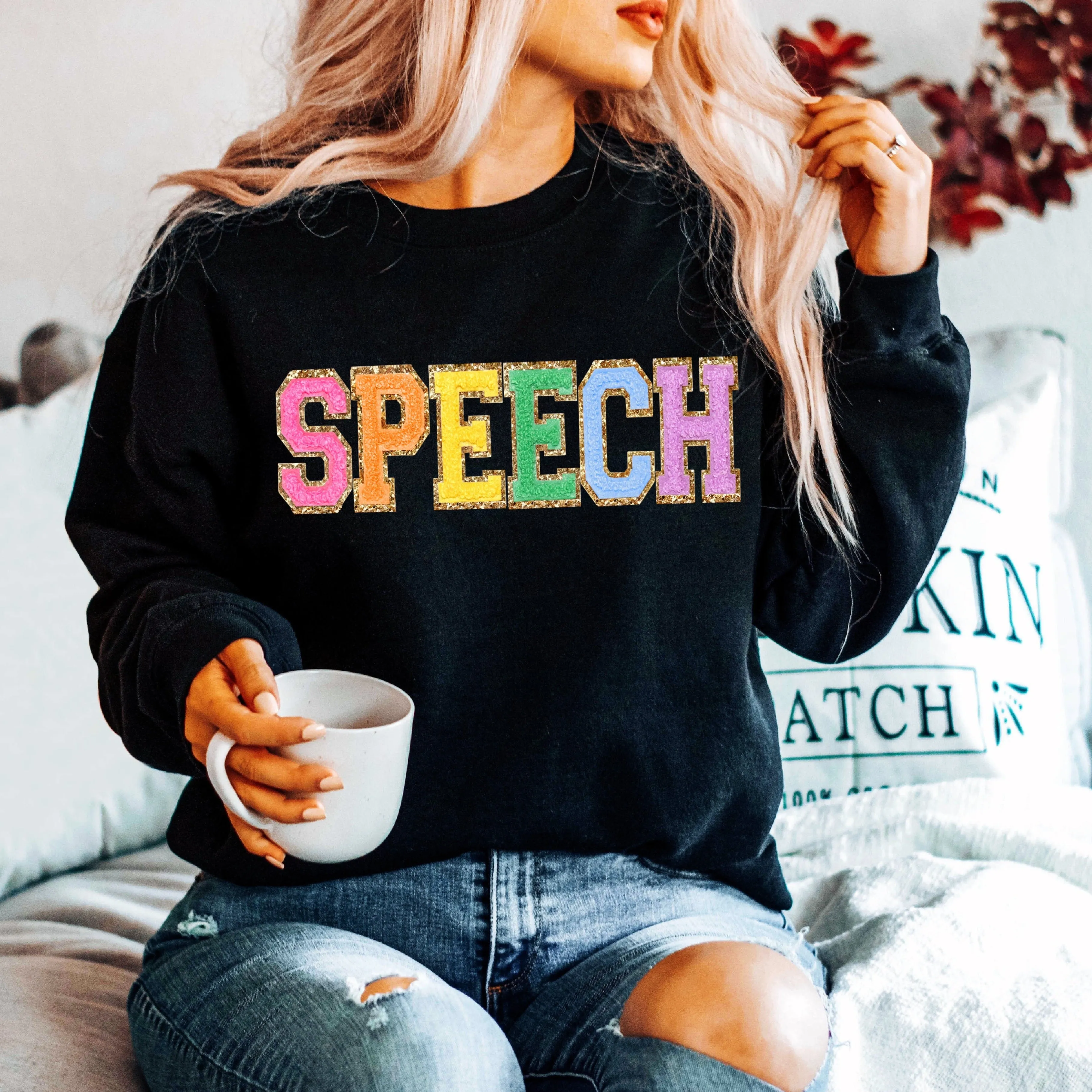 SPEECH Letter Patch Sweatshirt