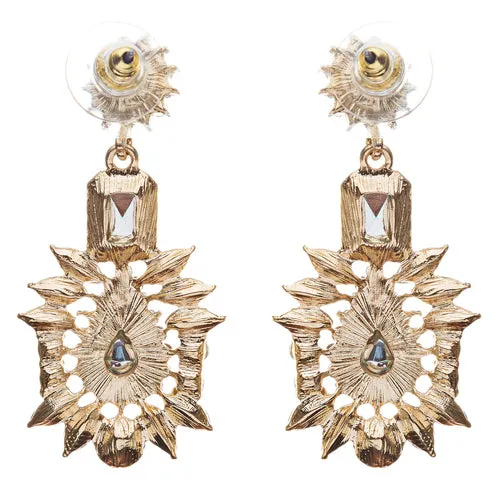 Stunning Beautiful Bohemian Glass Stone Statement Dangle Fashion Earrings Green