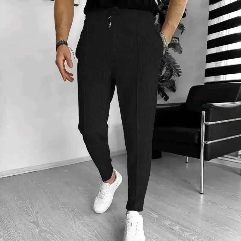 Vera | Textured Slim-Fit Drawstring Trousers