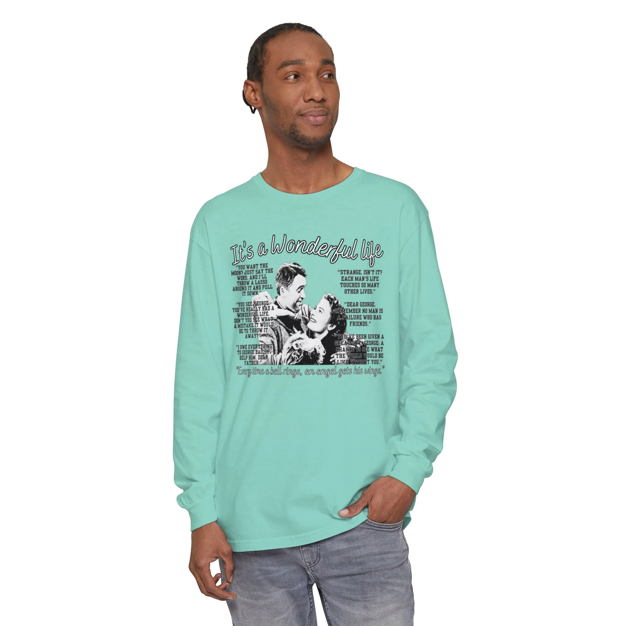 Women's Comfort Colors Long Sleeve Tee: 'It's a Wonderful Life' Christmas Movie Tribute Apparel