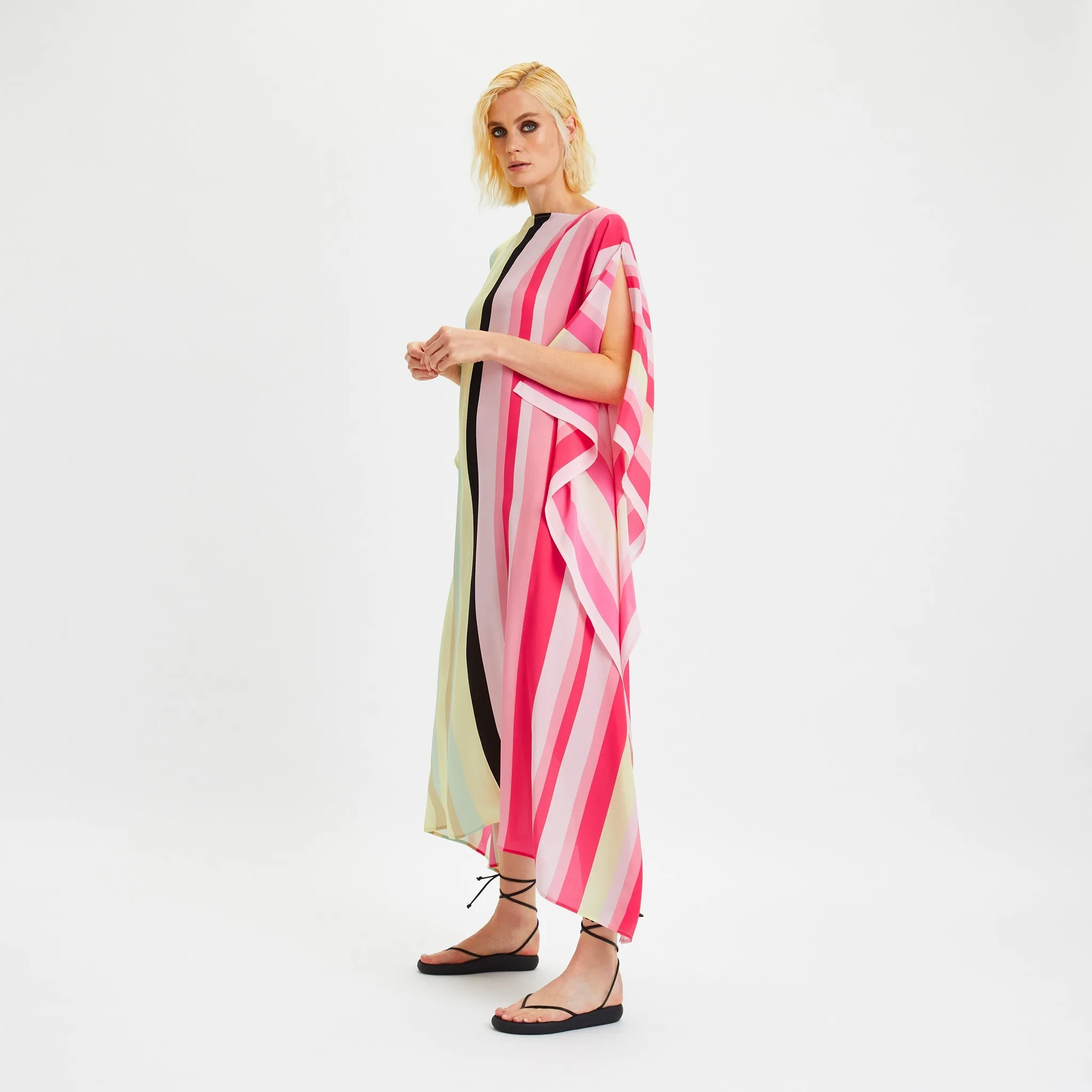 Women's Printed Silk Crepe Long Kaftan For Women's