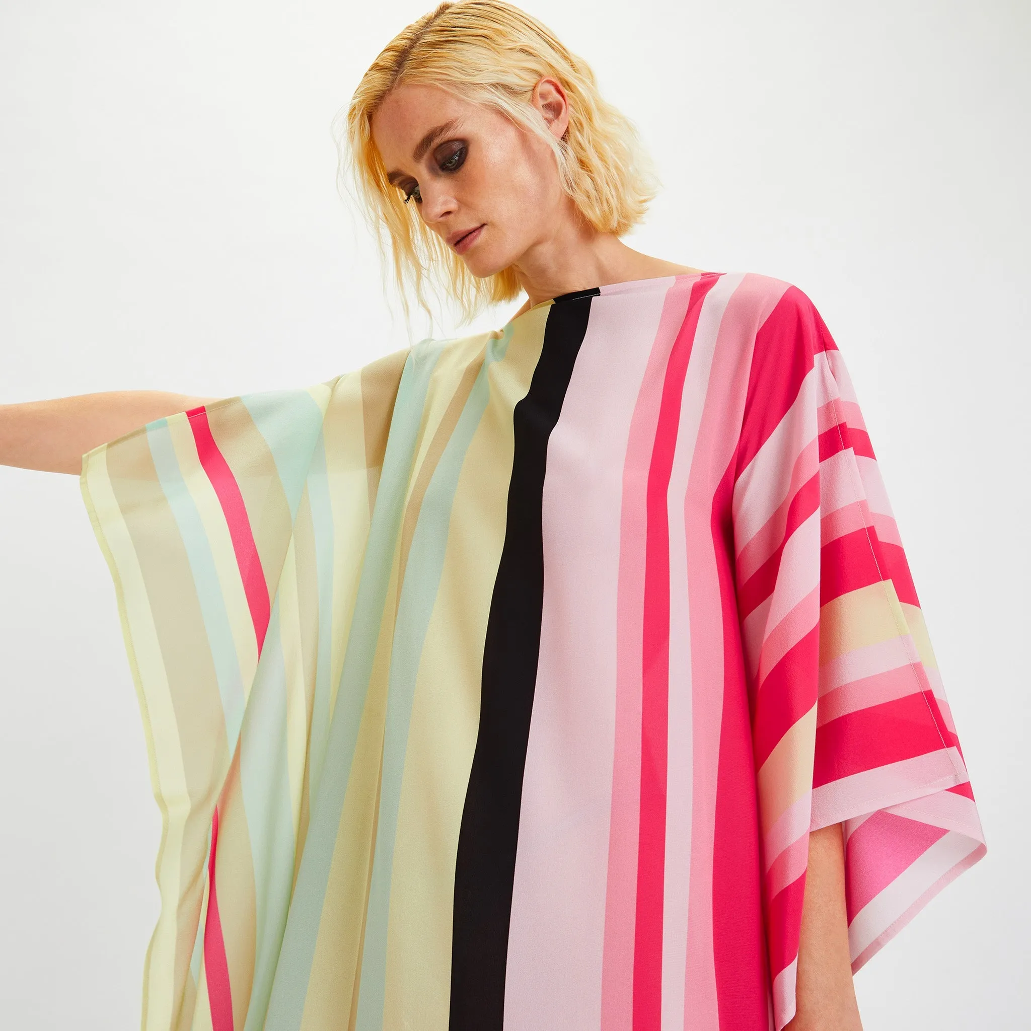 Women's Printed Silk Crepe Long Kaftan For Women's