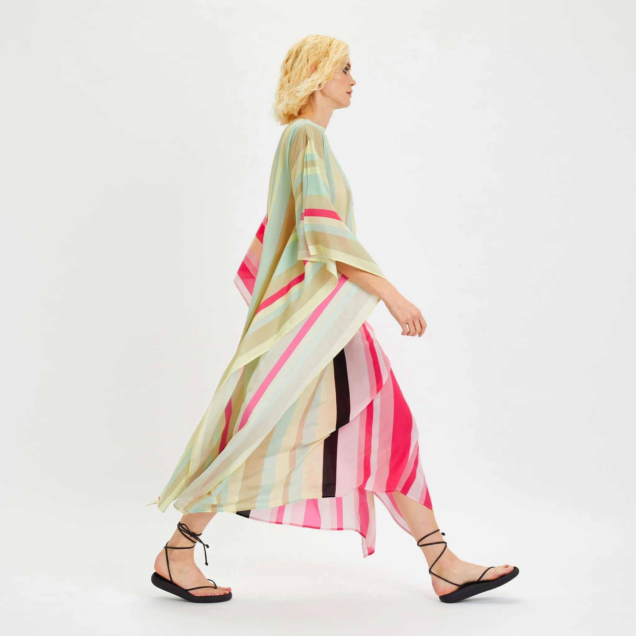 Women's Printed Silk Crepe Long Kaftan For Women's